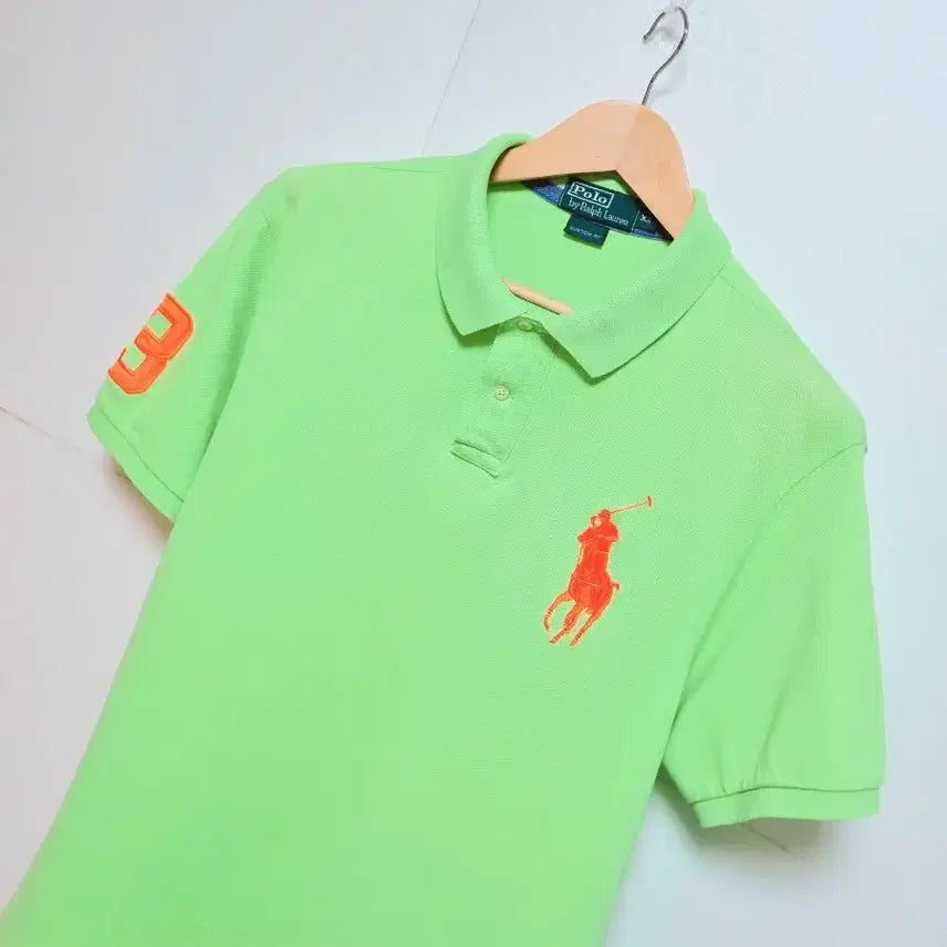 [BUNJANG] Polo Ralph Lauren Men's Big Pony PK Pique Collar Short Sleeve T-Shirt - Pastel Lime Green, Size 2XL / 남성 빅사이즈 폴로 POLO 빅포니 PK 피케 카라 반팔 티 티셔츠