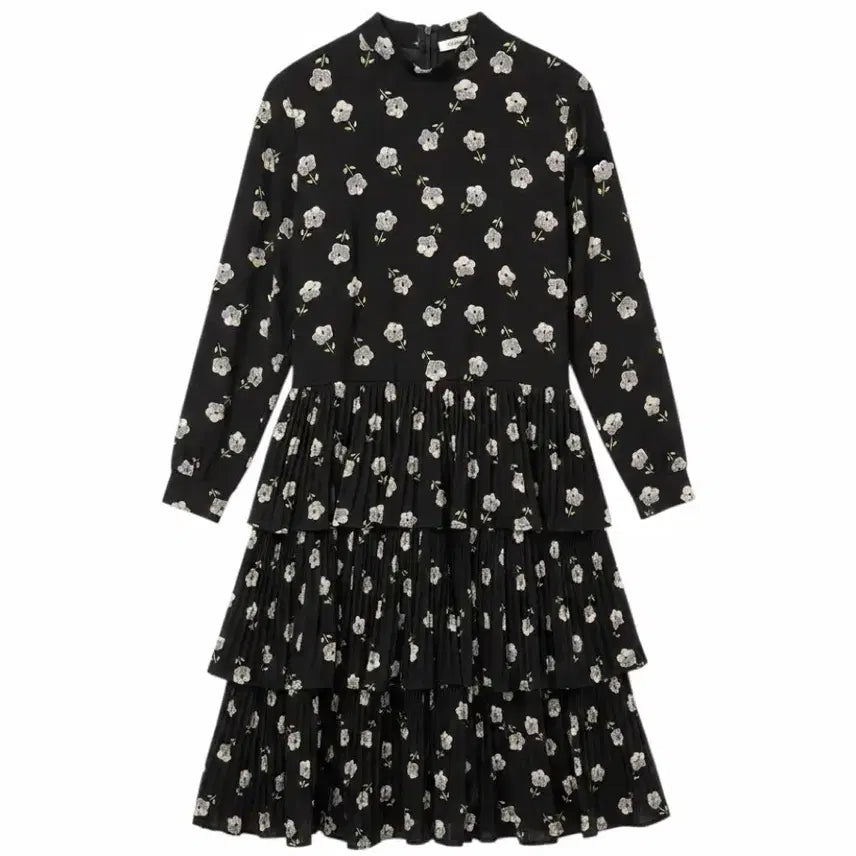[BUNJANG] Women's Black Floral Ruffle Dress (Size S) / 여성S/ 블랙 플라워 패턴 캉캉 원피스