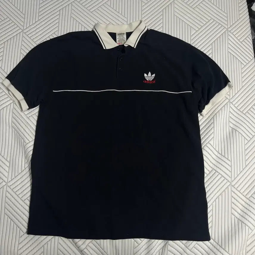 [BUNJANG] Adidas Vintage Short Sleeve Polo Shirt L / 아디다스 빈티지 반팔카라티 L 구제 올드 수입 폴로티 반팔티 셔츠