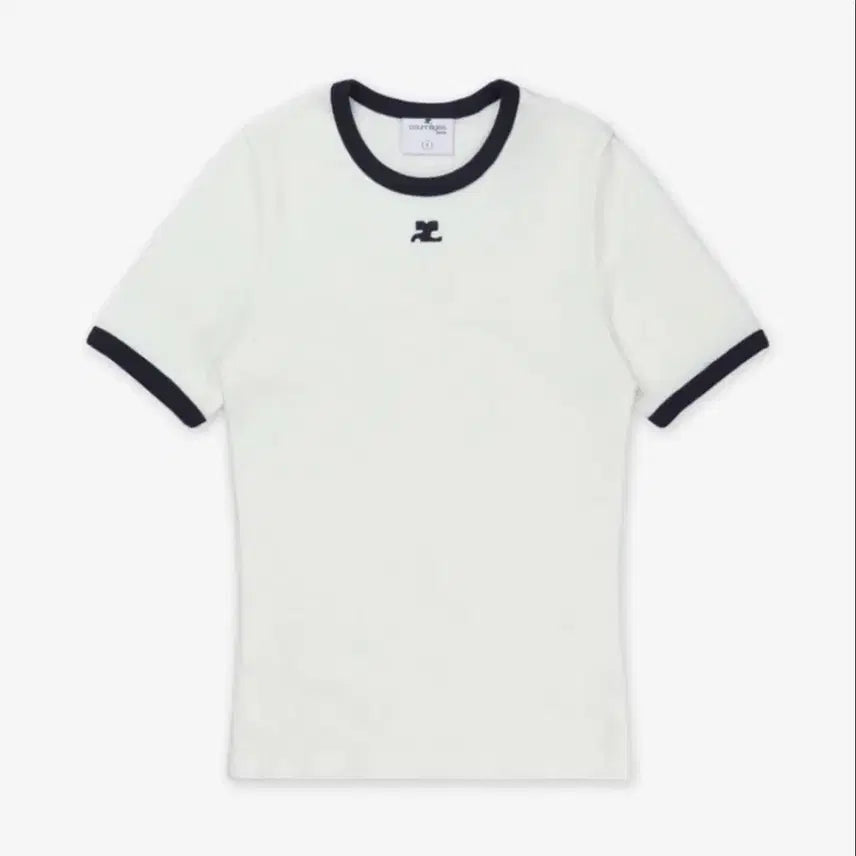 [BUNJANG] Courreges Signature Contrast Short Sleeve T-shirt / 급처) 꾸레쥬 시그니처 콘트라스트 반팔 배색 티셔츠