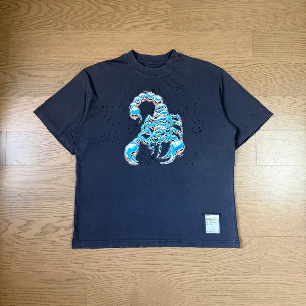 [BUNJANG] Satisfy Mostech Aged Charcoal Scorpion T-Shirt / 새티스파이 모스테크 티셔츠 에이지드 차쿨 스콜피온 반팔티셔츠