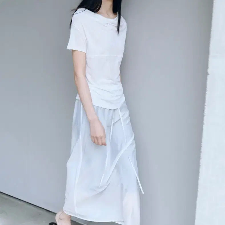 [BUNJANG] Cacele Sheer Long Skirt White / cacele 카셀 쉬어 롱스커트 화이트