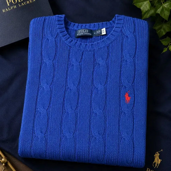 [BUNJANG] Polo Ralph Lauren Cable Knit Sweater Blue / 폴로 랄프로렌 케이블 니트 블루