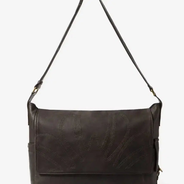 [BUNJANG]  bahan 'Mugung' Stitch Leather Messenger Bag Brown / 얼킨 무궁 스티치 레더 메신저백 브라운