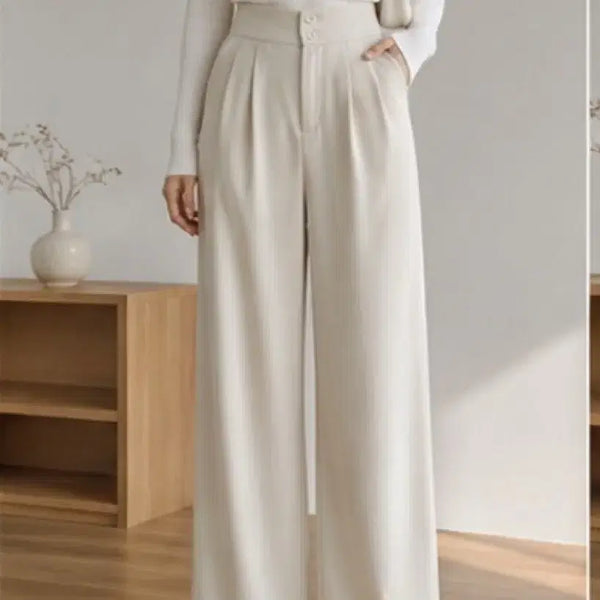 [BUNJANG] Pintuck Wide Slacks - Ivory / 핀턱 와이드 슬랙스 아이보리