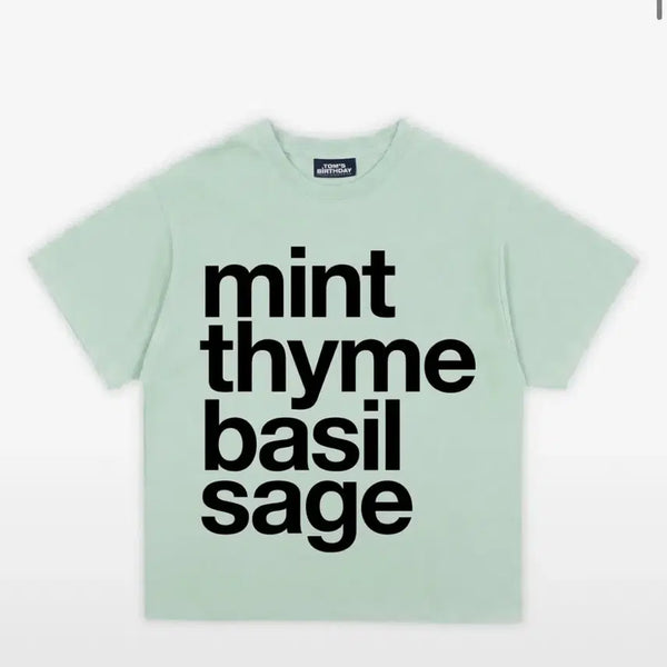 [BUNJANG] Thom's Universe Recipe Logo Half T-Shirt Mint / (택 0)톰스벌스데이 레시피 로고 하프 티셔츠 민트
