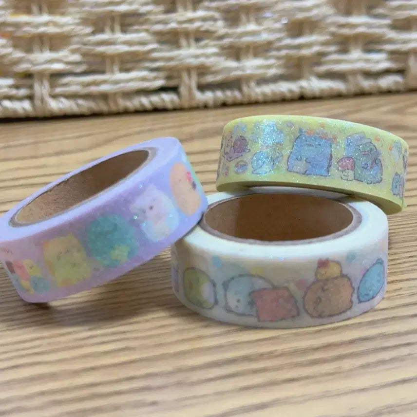 [BUNJANG] San-X Sumikko Gurashi Glitter Washi Tape 3-Roll Set / 산엑스 스밋코구라시 글리터 마스킹 테이프 3종 세트