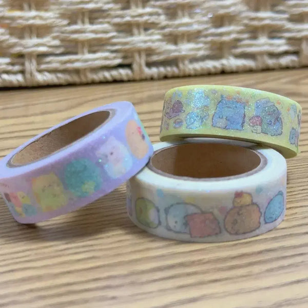 [BUNJANG] San-X Sumikko Gurashi Glitter Washi Tape 3-Roll Set / 산엑스 스밋코구라시 글리터 마스킹 테이프 3종 세트