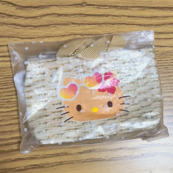 [BUNJANG] Sanrio Hello Kitty Rattan-Style Pouch with Keyring / 산리오 헬로키티 라탄느낌 백 파우치 키링