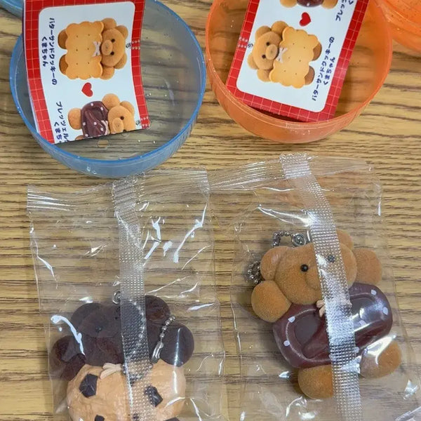 [BUNJANG] Mailly Parlor Butter Sand Cookie Bear Mascot Gacha Keyring (Set of 2) / 메일리 파를러 버터 샌드 쿠키 곰돌이 마스코트 가챠 키링 2종