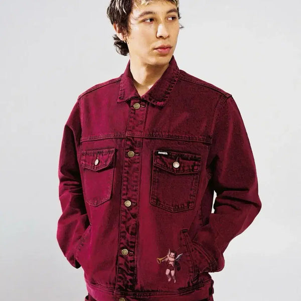 [BUNJANG] Wekendors Angel Trucker Jacket Red XL / 위캔더스 ANGEL TRUCKER 엔젤 자켓 레드 XL