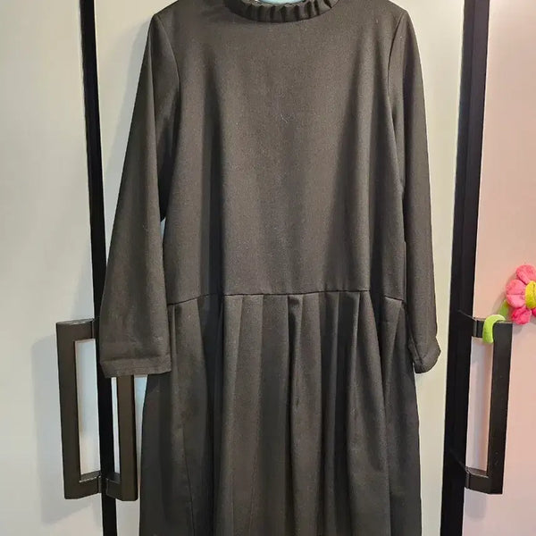 [BUNJANG] Black Pleated Hem Dress / 블랙 밑단 플리츠 원피스