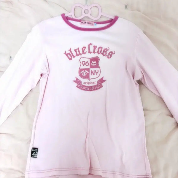 [BUNJANG] Ilbe Long Sleeve T-Shirt Lettering Pink / 일브 긴팔티 레터링 핑크 키치 하이틴 갸루 빈티지 메루카리