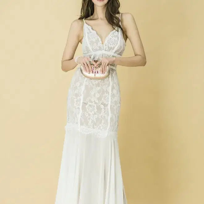 [BUNJANG] Black Duck Tinnani Lace Long Dress White / 깜장오리 티나니 레이스 롱 원피스 화이트