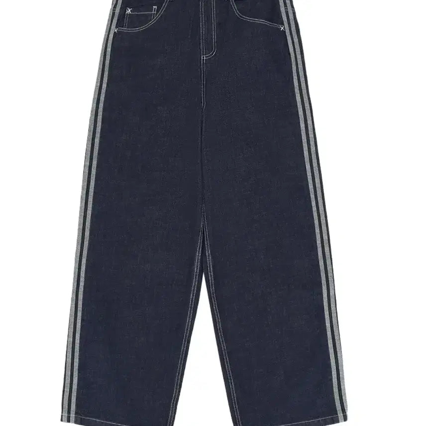 [BUNJANG] Adidas Originals 90s Navy Wide Denim Pants Size 33 / 아디다스 오리지널스 90s 네이비 와이드 데님 팬츠 33사이즈