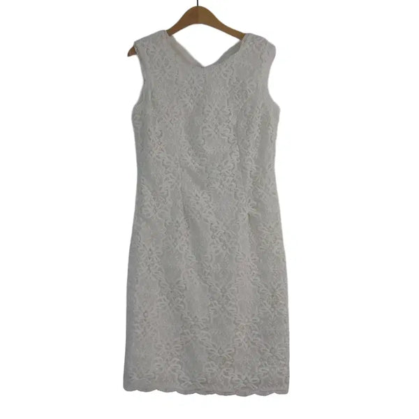 [BUNJANG] S BLANC White Lace Sleeveless Dress Size 66 / S BLANC 레이스 원피스 66 화이트 민소매 하객룩 원피스