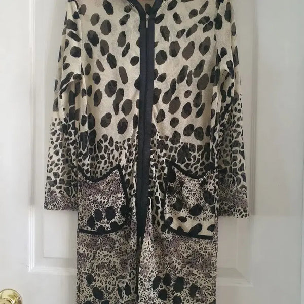 [BUNJANG] Montemilano Leopard Hooded Zip-Up Cardigan M / 몬테밀라노 레오파드 후드 집업 가디건 M