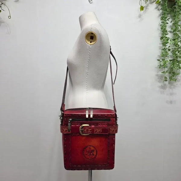 [BUNJANG] Handmade Full Grain Leather Crossbody Bag / 핸드메이드 통가죽 크로스백