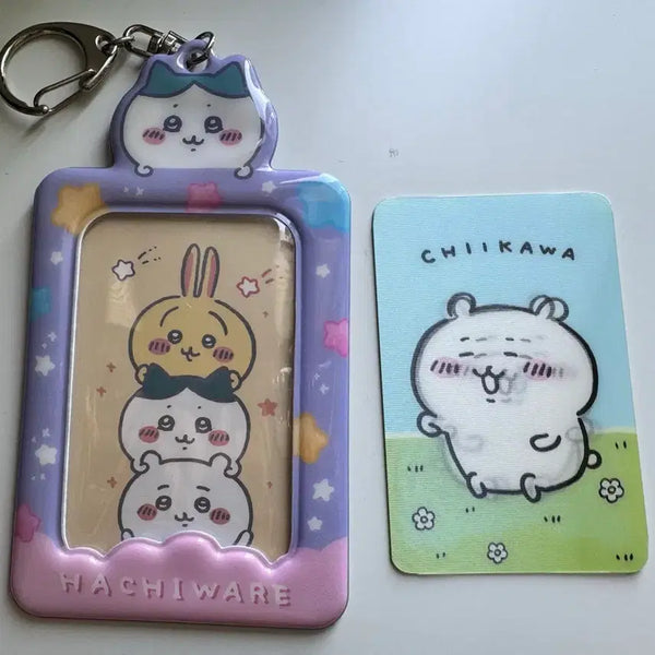[BUNJANG] Chiikawa Hachiware Photocard Holder & Keyring Set / 치이카와 하치와레 포토카드 홀더 키링 홀로그램 카드 먼작귀