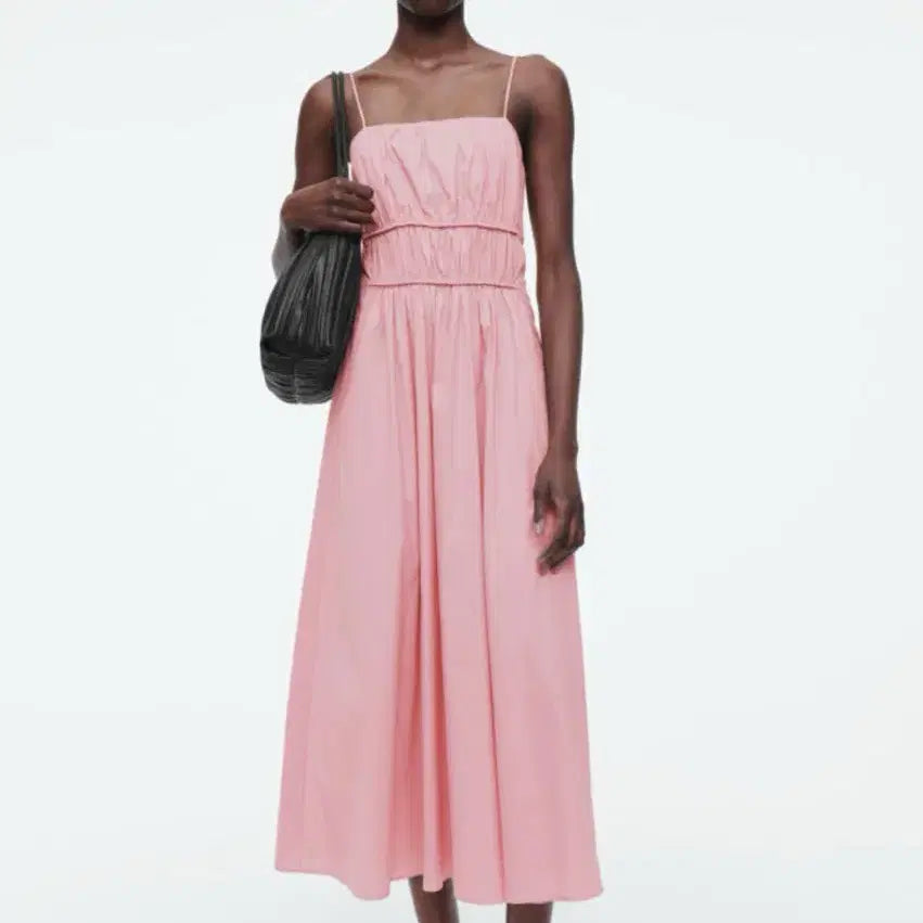 [BUNJANG] COS Shirring Midi Dress Pink 36 / 코스 셔링 미디 원피스 핑크 36