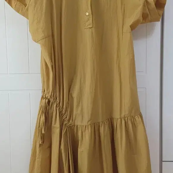 [BUNJANG] Cotton Collar Shirt Dress Mustard / 코튼 카라 셔츠 원피스 머스타드