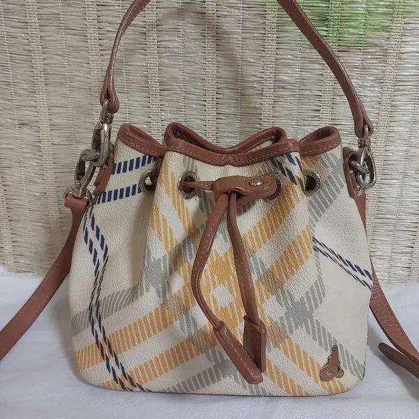 [BUNJANG] Beanpole Check Bucket Bag Tote Bag Crossbody Bag Two-Way / 빈폴 체크 버킷백 토트백 크로스백 투웨이