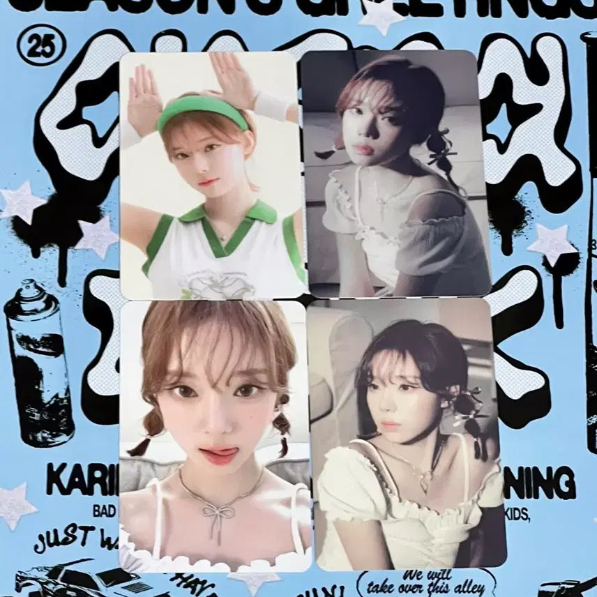 [BUNJANG] Aespa Winter Season's Greetings 2024 Photocard Bundle Set / 에스파 윈터 포토카드 4장 포카 일괄 양도해요 시그 시즌그리팅 2024