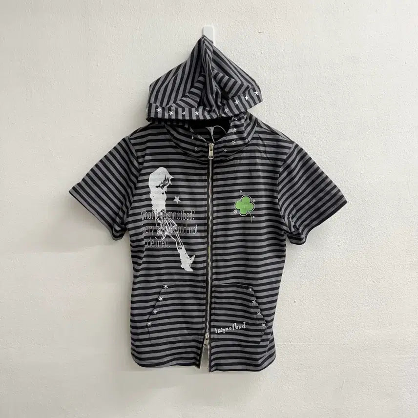[BUNJANG] Striped Two-Way Cat Ear Hoodie Zip-Up / 서브컬처 고양이 귀 투웨이 jpn 스트라이프 후드집업 1