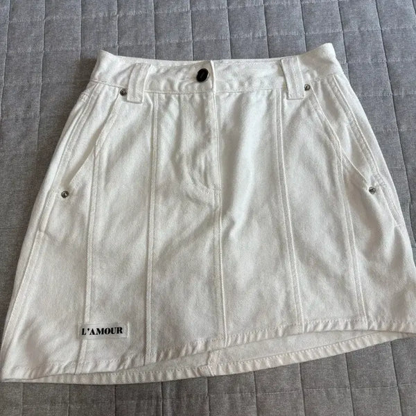 [BUNJANG] Ozzyssec Con Skirt White 44 Size / 오즈세컨 스커트 61 (44사이즈)
