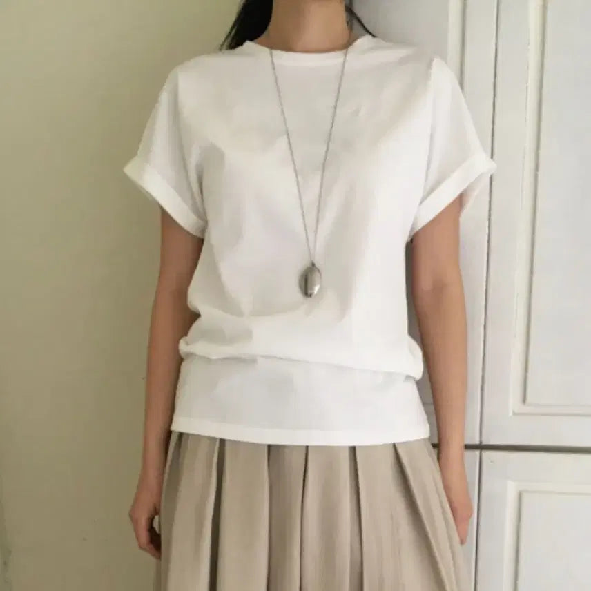 [BUNJANG] Meaning Out Silk Cotton Line T-Shirt Short Sleeve (Ivory) / 미닝아웃 실켓 라인 티셔츠 반팔(아이보리)