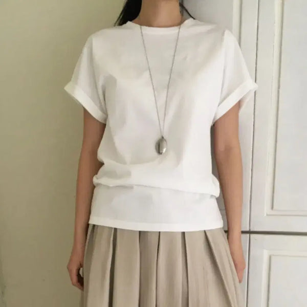 [BUNJANG] Meaning Out Silk Cotton Line T-Shirt Short Sleeve (Ivory) / 미닝아웃 실켓 라인 티셔츠 반팔(아이보리)