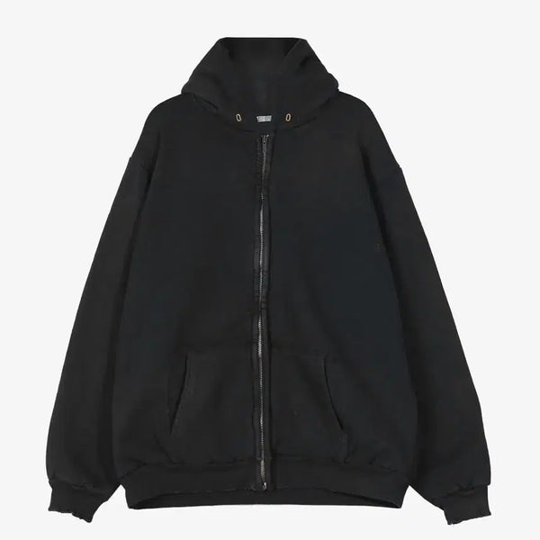 [BUNJANG] APRESSE Black Zip-Up Hoodie / [2] 아프레쎄 후드집업 블랙