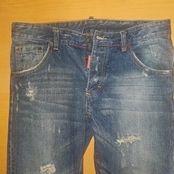 [BUNJANG] Dsquared2 Wrinkled Distressed Rolled-Up Jeans / 디스퀘어드2 청바지 링클 디스 롤업
