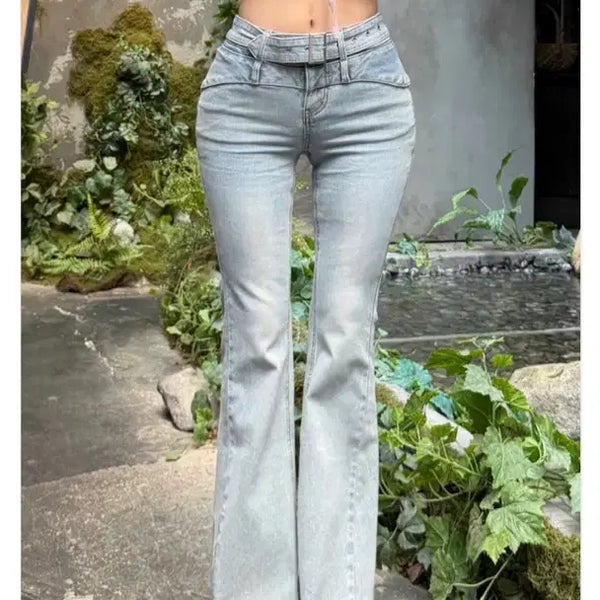 [BUNJANG] KindaMii Belted Bootcut Jeans with Hip Padding / (새상품)카인다미 골반볼륨업 연중청 벨트 부츠컷_골반뽕 청바지