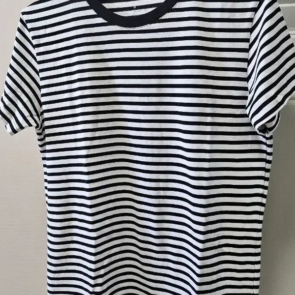 [BUNJANG] Muji Striped Short Sleeve T-Shirt Black / 스트라이프 반팔 티셔츠 블랙