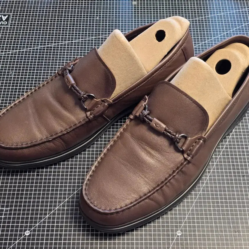 [BUNJANG] ELCANTO Men's Brown Leather Loafers (3CM) / 엘칸토 남성 소가죽 매듭장식 갈색 브라운 로퍼 구두 3CM 270