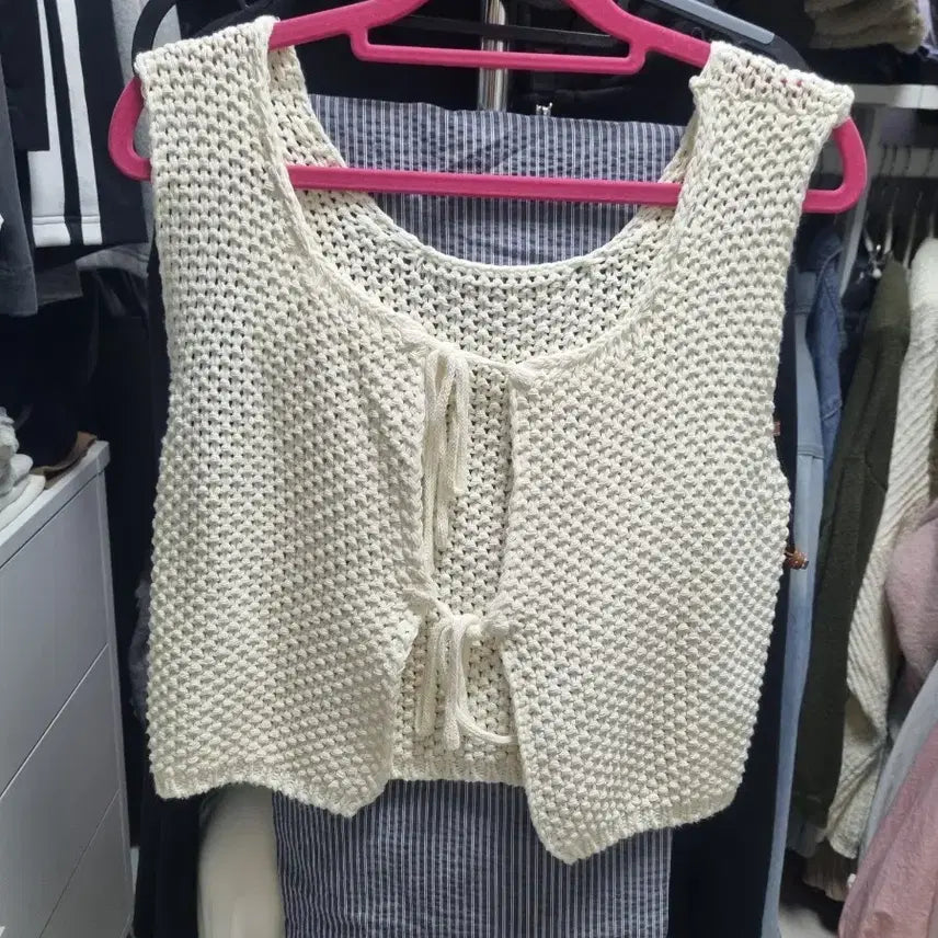 [BUNJANG] Back Tie Knit Tank Top / 뒷트임 니트나시