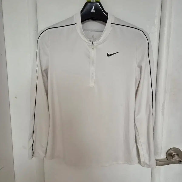 [BUNJANG] Nike Dri-FIT White Half-Zip Long Sleeve T-Shirt - Size M / 나이키 드라이핏 화이트 집업 티셔츠