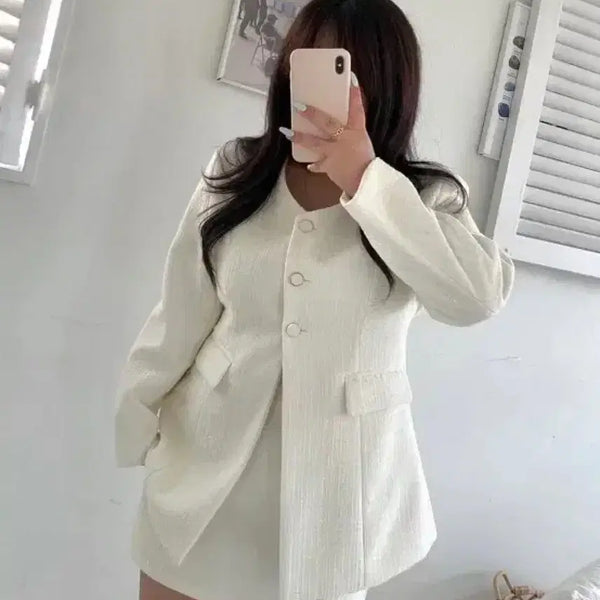 [BUNJANG] Daisy Twoell Bobby Long Slit Tweed Set / 데이지투엘 바비 롱 트임 트위드 셋업