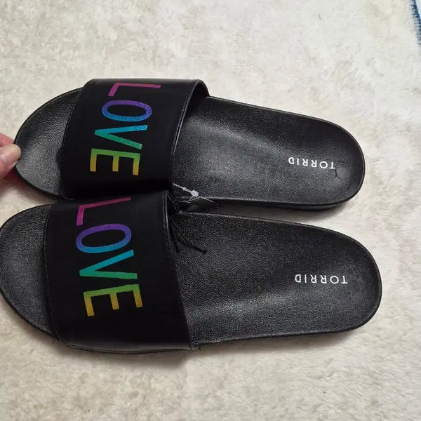 [BUNJANG] Toryx Ried Slide Sandals Black LOVE Rainbow / 토르리드 슬라이드 샌들 블랙 LOVE 레인보우