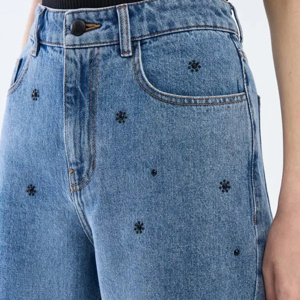 [BUNJANG] Lanvin Floral Crystal Denim Shorts / 랑방 플로럴크리스탈 데님쇼츠