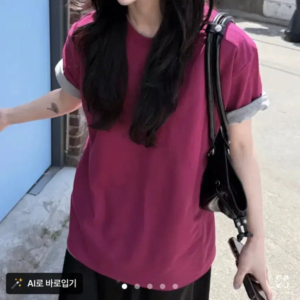 [BUNJANG] Usual Market Layer Basic Short Sleeve T-Shirt Burgundy / (새상품) 유즈얼마켓 레이어 베이직 반팔 티셔츠 버건디