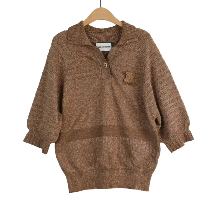 [BUNJANG] Karl Lagerfeld Gold Glitter Collar Knit / KARL LAGERFELD 칼라거펠트 골드 글리터 카라 니트 66
