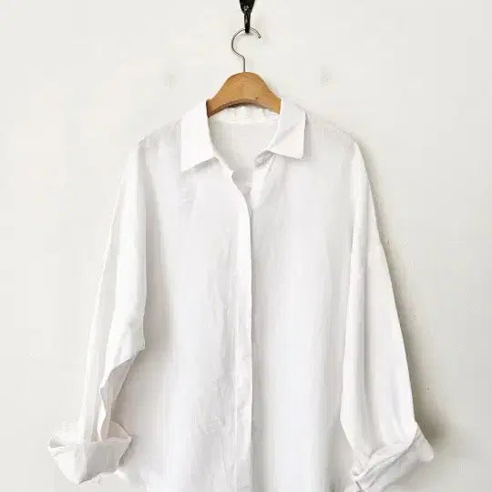 [BUNJANG] London Muse White Linen Shirt / 런던뮤즈 화이트 린넨 셔츠