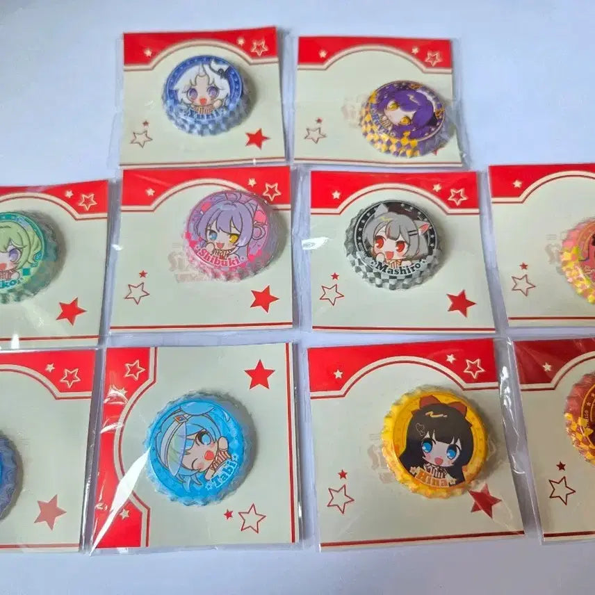 [BUNJANG] Stellive Six Star Bottle Cap Badge Set / 스텔라이브 식스타 팝업 병뚜껑 뱃지 세트