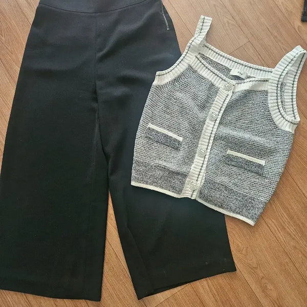 [BUNJANG] Ozseeken + Sisley Sleeveless Top and Wide Pants Set / 오즈세컨 +시슬리 럭키슈에뜨 시스템 보브 에고이스트 지컷