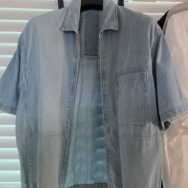 [BUNJANG] Time Homme Denim Short Sleeve Jacket 105 / 타임옴므 데님반팔자켓 105