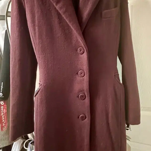 [BUNJANG] Seoul Jacket Burgundy Padded Long Wool Coat / SG Seoul jacket 버건디 누빔 롱 울코트