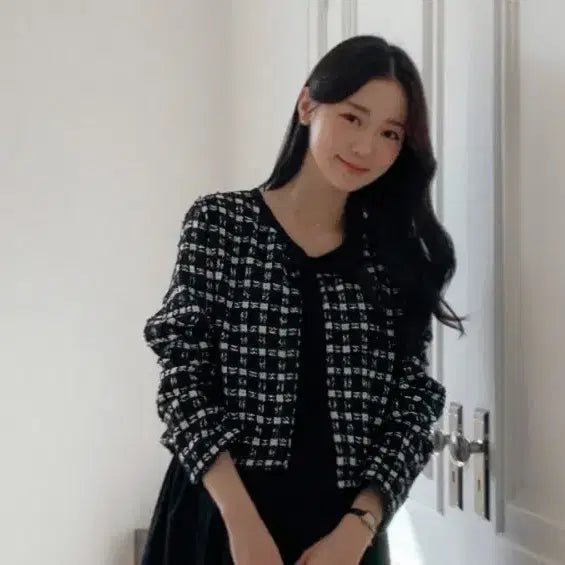 [BUNJANG] Check Tweed Cardigan / 체크 트위드 가디건