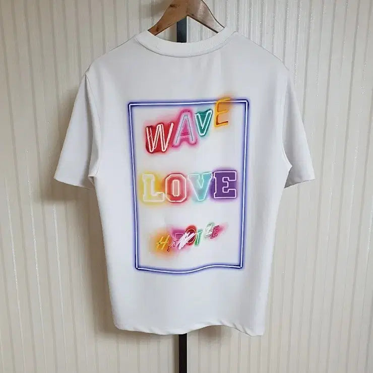 [BUNJANG] System Homme White Wave Love Short Sleeve T-Shirt / [95] 시스템옴므 화이트 웨이브러브 반팔 티셔츠